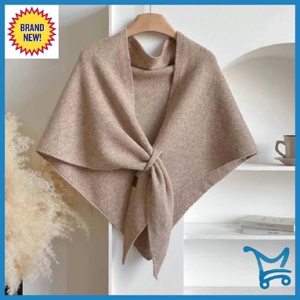 Wool Blend Triangle Shawl Wrap - Oversized Cozy Winter Scarf - Picture 5 of 8